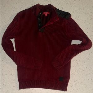 Guess Men's Burgundy Crewneck Sweater